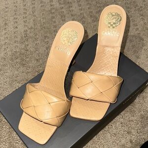 NIB- Vince Camuto Tan Mules with Sleek Design with Box
